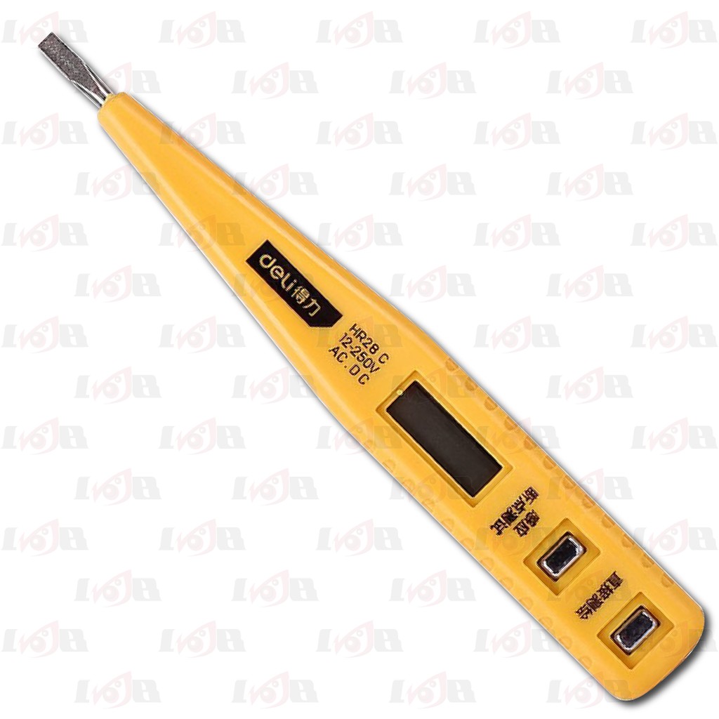 Tespen AC Deli Kuning Obeng Min Digital Test Pen Listrik 12v - 250v