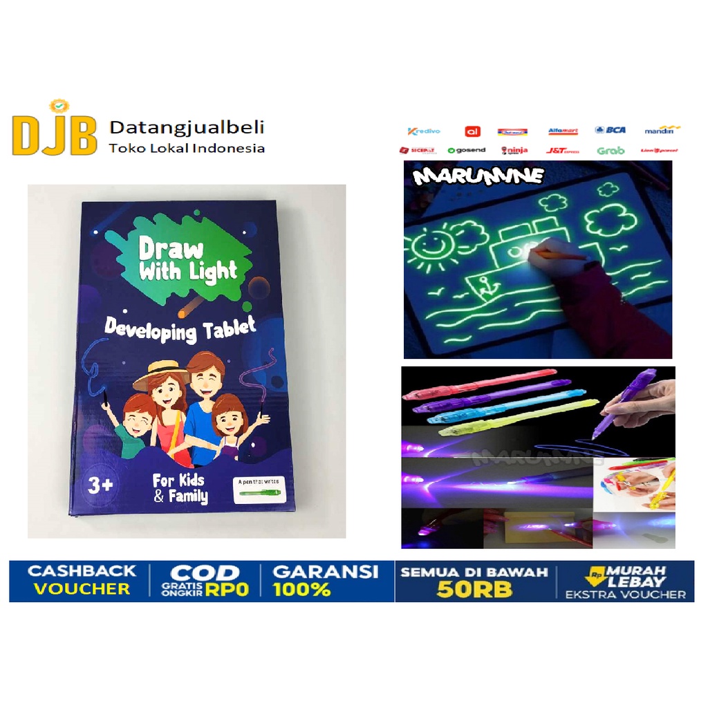 

MARUMINE Mainan Edukasi Papan Menggambar Ajaib Magic Luminous Drawing Board A4 - F66-A4L