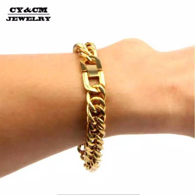 Gelang pria titanium asli stainless steel