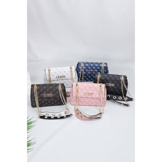 Tas Kulit Selempang Wanita GS Leather Crossbody Slingbag Premium Import, Hitam Black Putih White Mer