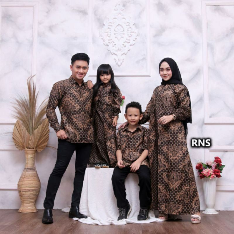 BAJU COUPLE GAMIS FAMILY BATIK KELUARGA, SARIMBIT CEMPAKA IBU AYAH DAN ANAK,SARIMBIT CANDUK IBU AYAH
