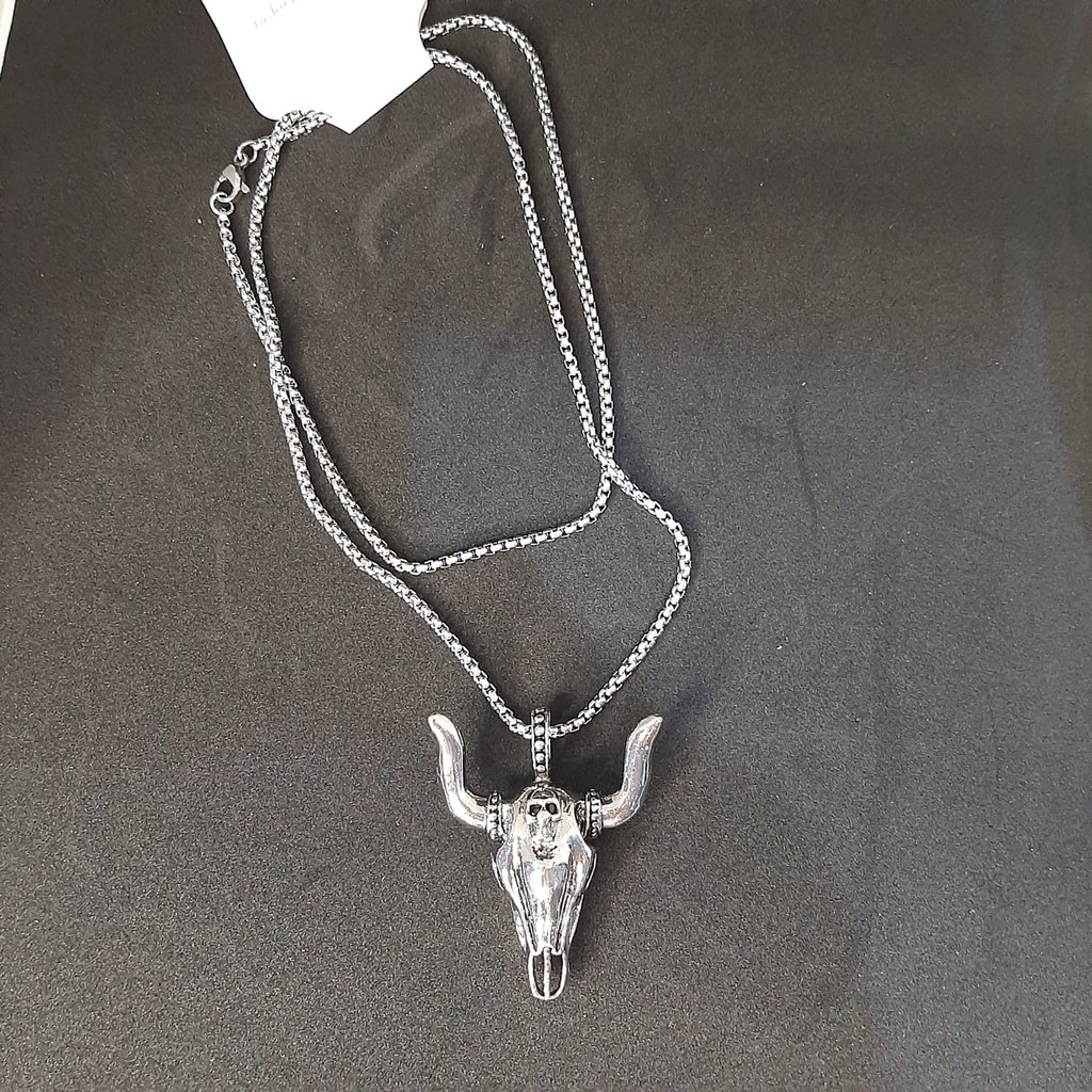 Kalung Liontin Kepala Banteng Stainless Aloy Bull Tribal Animal Style