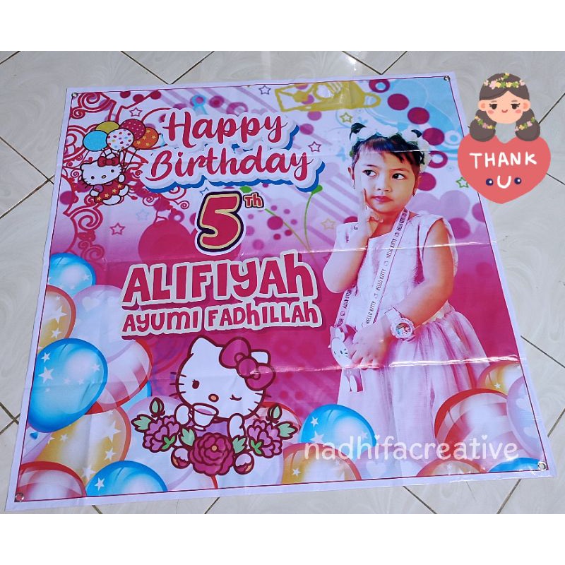 Banner/Backdrop Ulang Tahun Hello kitty