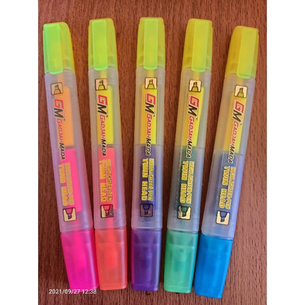 

twin head highligter pen-gadjahmada stabilo-stabilo dua sisi-stabilo dua warna
