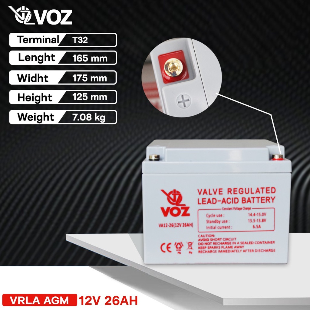 VOZ VRLA Deep Cycle 12V 26Ah | Aki VRLA /Aki kering
