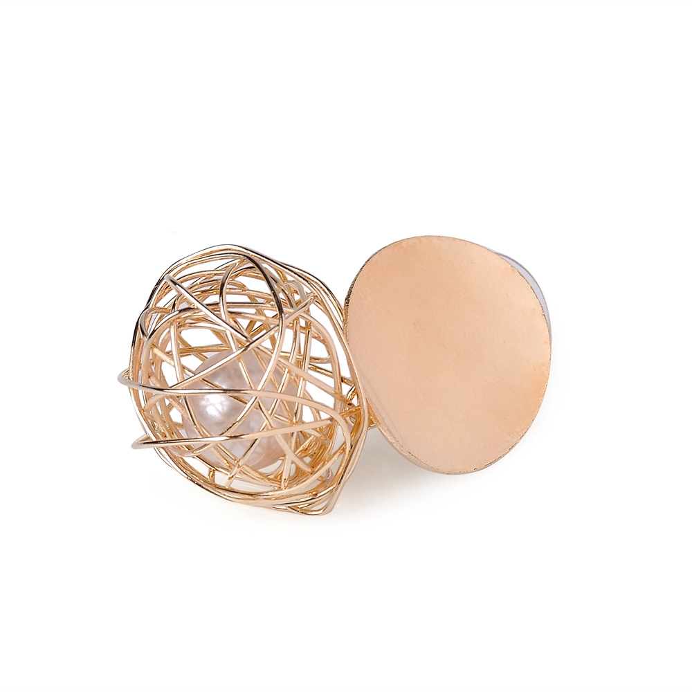 [Bayar Di Tempat] Anting Giwang Gaya Korea Anting Geometris Sederhana Yang Ditenun Bola Mutiara