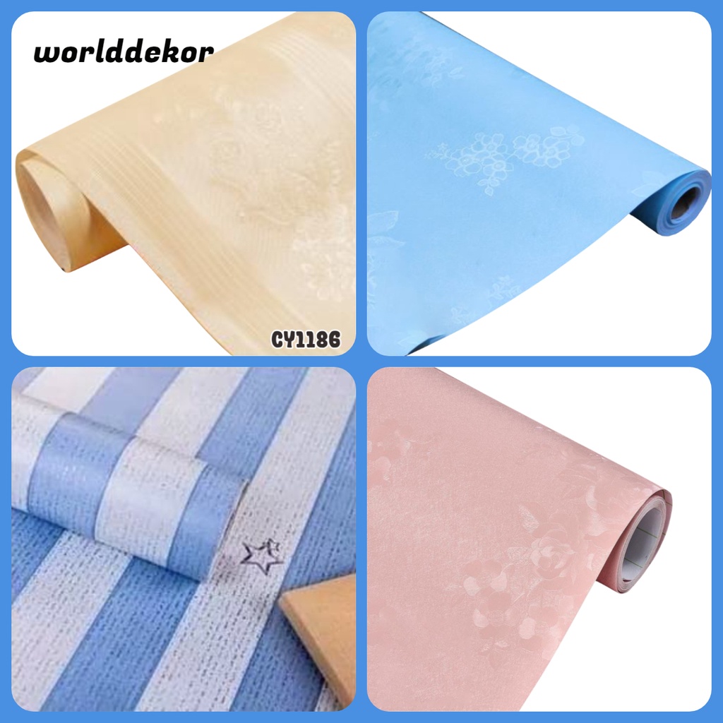 Wallpaper stiker wallpaper kamar tidur wallpaper aestetic Premium Quality 45cm x 8mtr - WORLDDEKOR