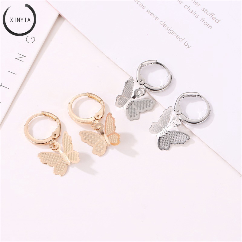 【READY STOCK】Anting Klip Bentuk Kupu-kupu Matte Gaya Korea Untuk Wanita /Anting Kupu-Kupu Gaya Korea Untuk Wanita