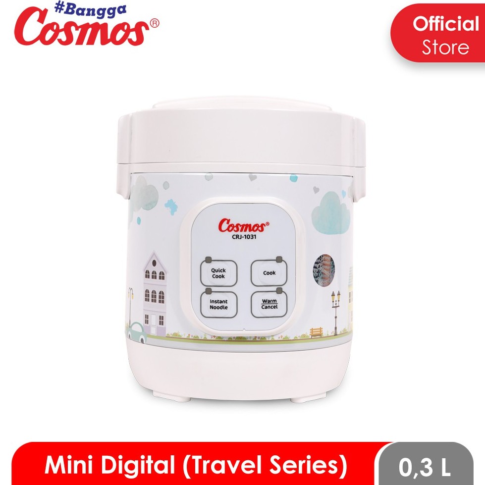 Cosmos CRJ1031 Rice Cooker Mini Digital 0.3 Liter 4 in 1 Bonus Gelas Ukur dan Sendok Nasi