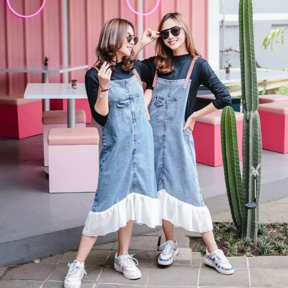 ZENY OVERALL JEANS KOMBINASI WOLFIS | OVERALL JEAN WANITA | OVERALL JEANS SELEBGRAM HITS