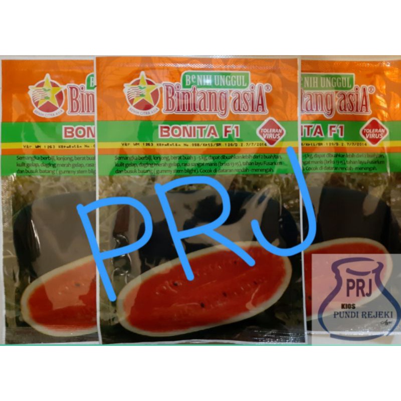 Benih Semangka BONITA F1 20 Gr - Bibit Semangka LONJONG INUL MANIS | PUNDI REJEKI | PRJ |