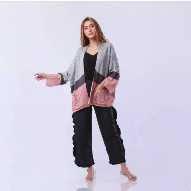CAMEROON CARDY OVERSIZE / cardy rajut wanita / korean style-Dusty pink