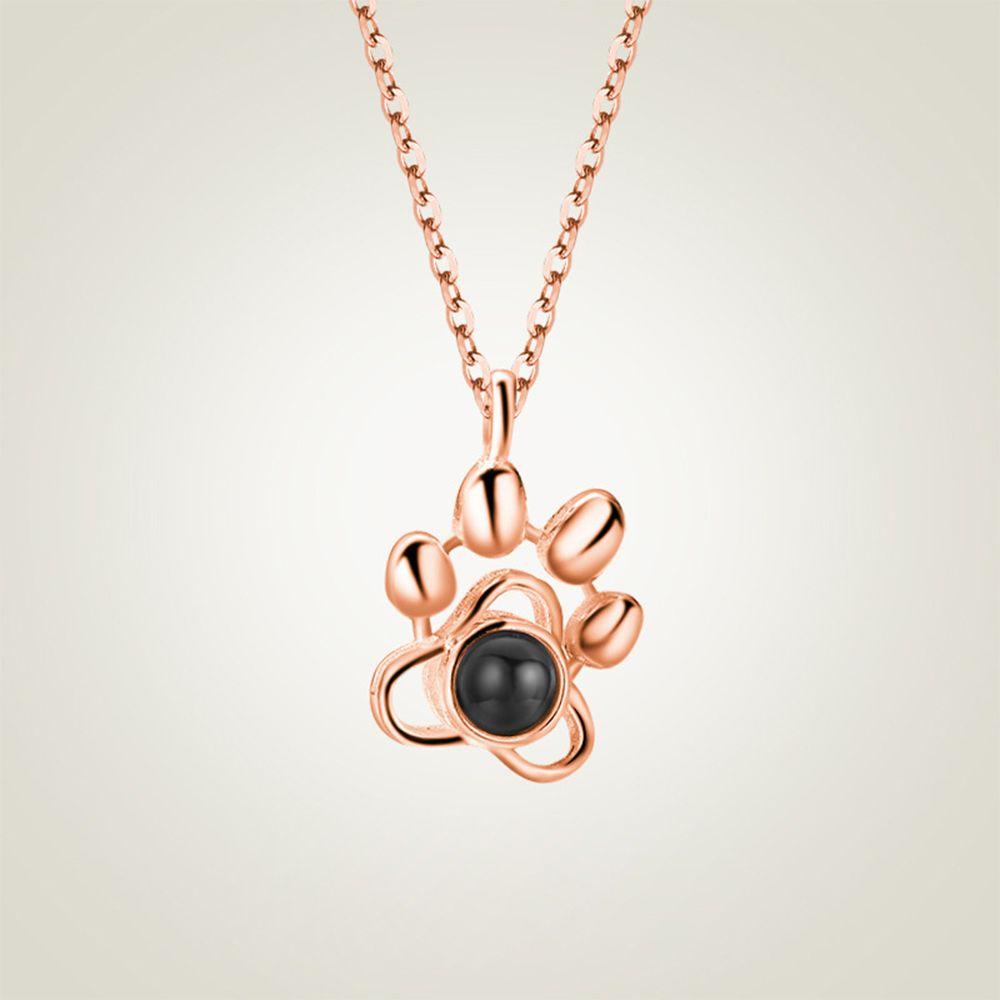 R-bunga Pasangan Paw Kalung Perhiasan Hadiah Ulang Tahun Gantungan Kunci Hari Valentine Pet