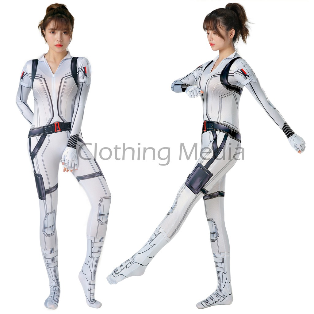 Kostum Zentai Superhero Wanita Full Bodysuit Cosplay Unitard Resleting Tights