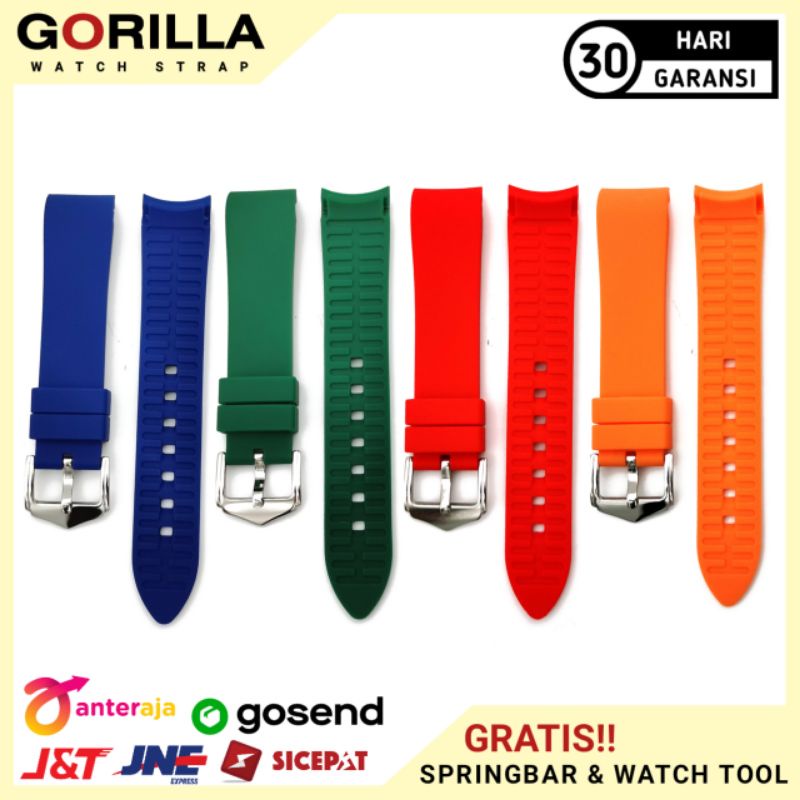 tali jam tangan rubber curved strap end rubber strap 18mm 20mm 22mm 24mm