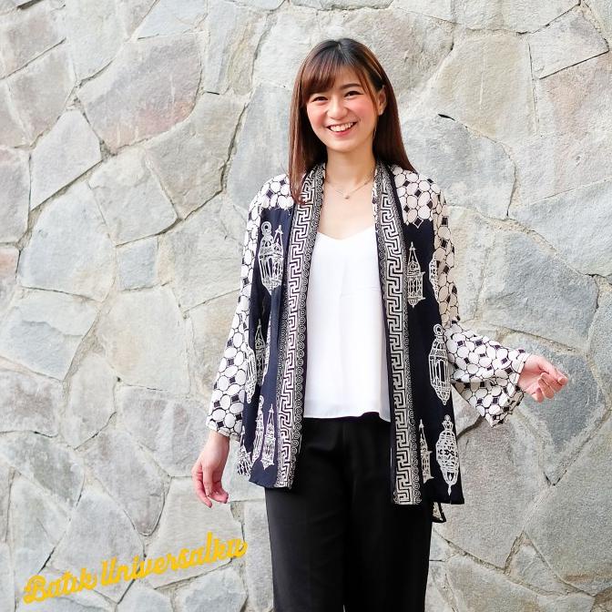 Outer Batik Wanita. Atasan Cardigan Baju Kerja - Kawung Lampion