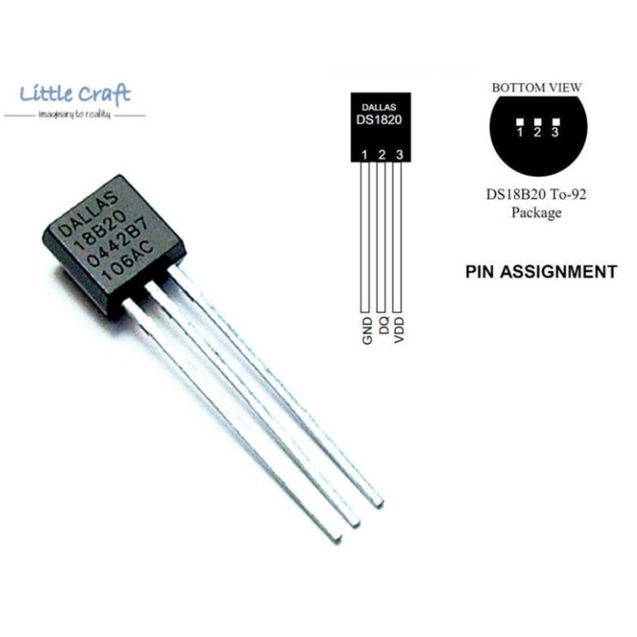 DALLAS DS18B20 TO-92, Temperature Sensor Compatible with Arduino