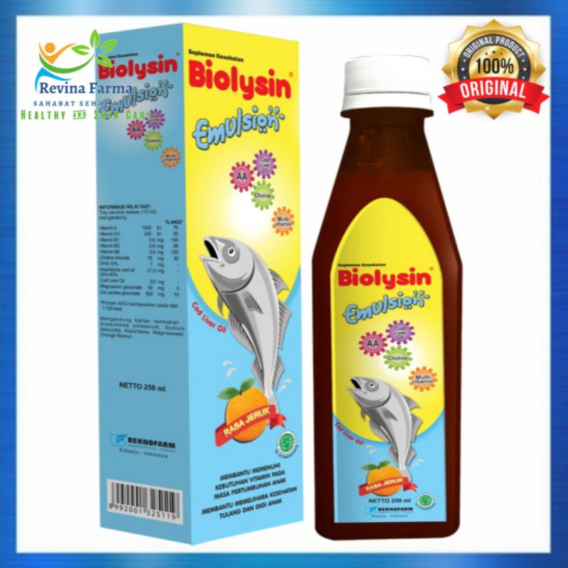 Biolysin Emulsion 250ml Minyak Ikan Vitamin Anak Untuk Nafsu Makan dan Daya Tahan Tubuh Anak 100% Pr