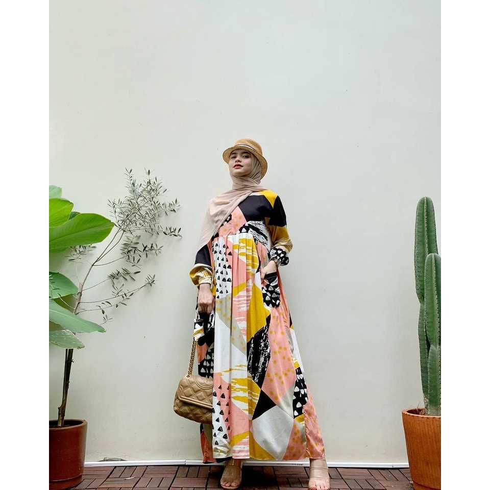 Gamis Milea / Dress Syari/ LD 120 cm / PB 130 cm / Gamis Rayon Premium / Dress Gamis Rayon Premium / Gamis Jumbo / Daster Gamis-MILEA(TRIANGLE)