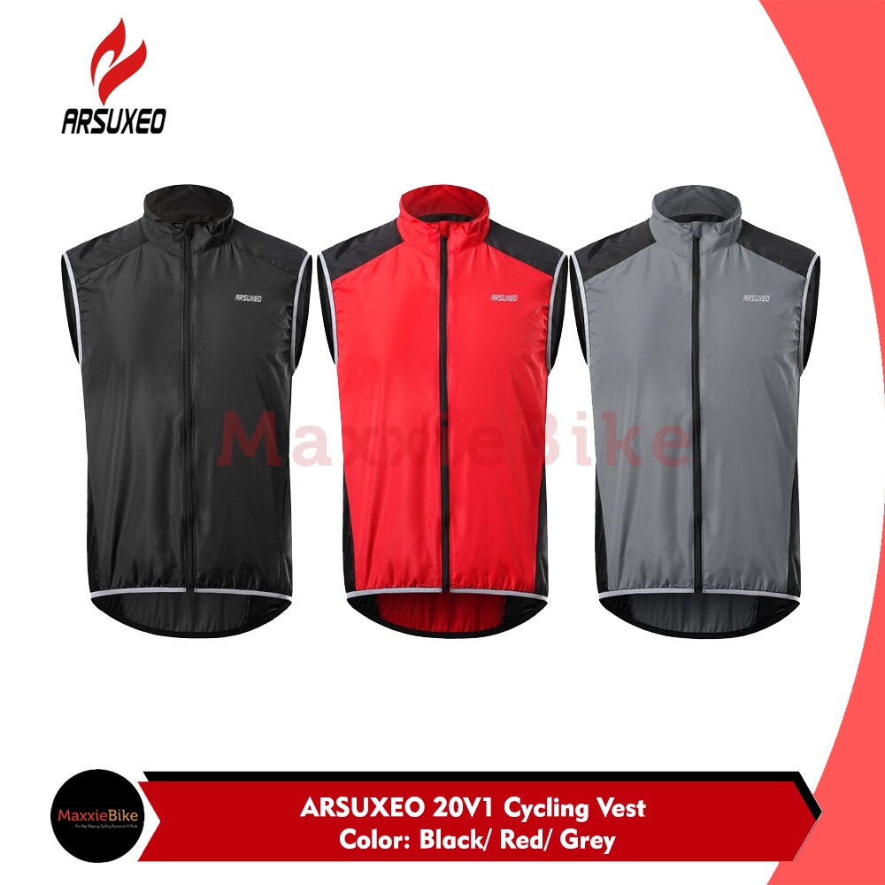SP22D ARSUXEO Rompi Vest Sepeda Pro Superlight Cycling Windproof Winbreaker 20V1 Reflective Roadbike