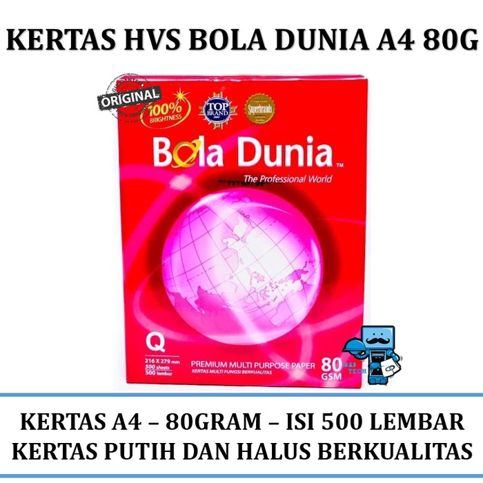 

Kertas A4 HVS Bola Dunia Paper A4 80 Gram 500 Lembar