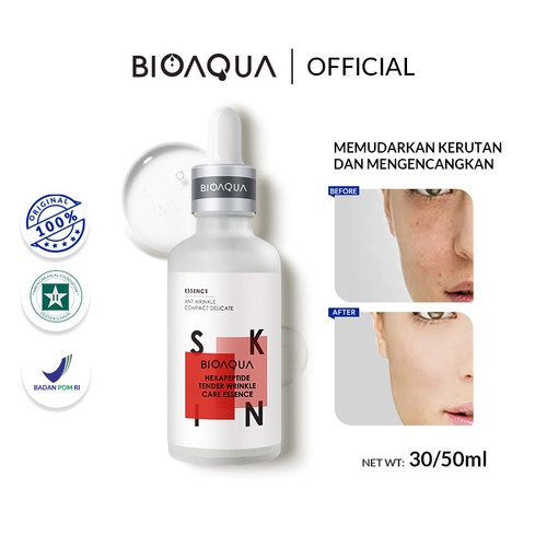 ⭐️ Jendela Kosmetik ⭐️ ( BPOM ) BIOAQUA Hexapeptide Tender Wrinkle Care Essence 30ml / Bioaqua Tender Wrinkle Care Serum 30ML / Serum Bioaqua / Bioaqua Serum / Serum Wajah / Serum Essence