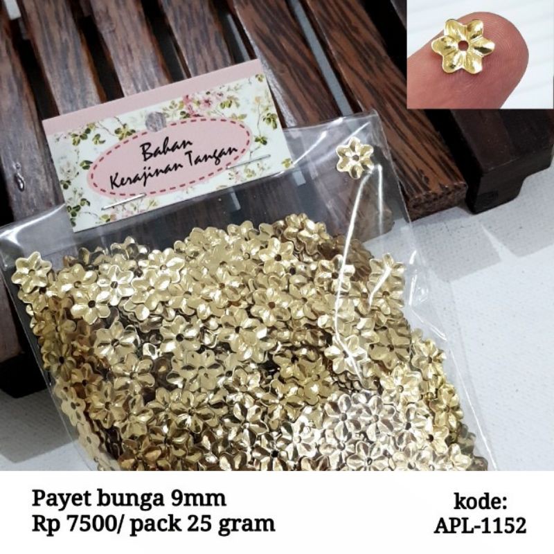 Payet Bunga Emas Perpack 25 gram Sequin