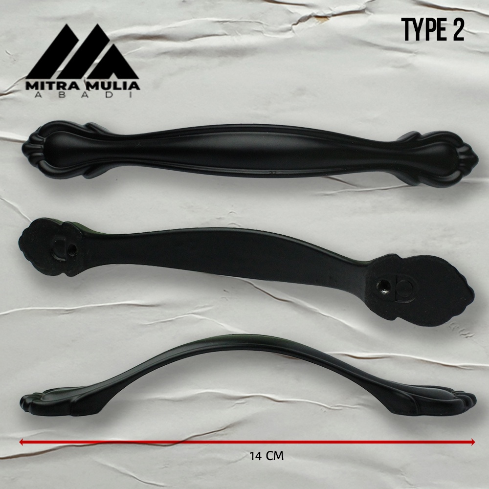 Tarikan Laci Coating Hitam | Handle Gagang Pintu Lemari | Handle Laci