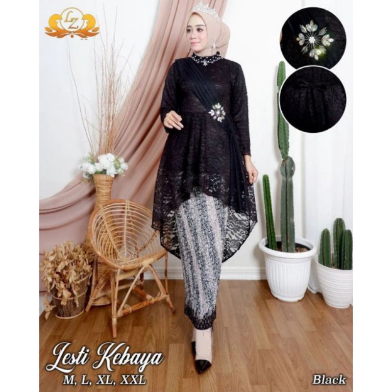 NEW ARRIVAL!! (COD) KEBAYA TUNIK SELENDANG / KEBAYA SELENDANG BORKAT / KEBAYA TUNIK MODERN / KEBAYA LAMARAN / KEBAYA PESTA / KEBAYA REMAJA / KEBAYA SELENDANG / REALLPICT-SET HITAM