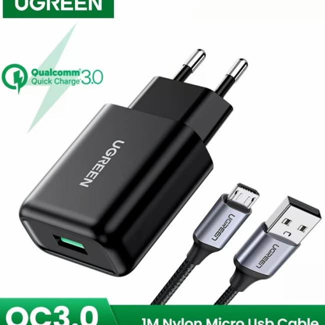 Ugreen Quick Charger 3.0 Usb 18W Fast Charger With Micro Usb Cable