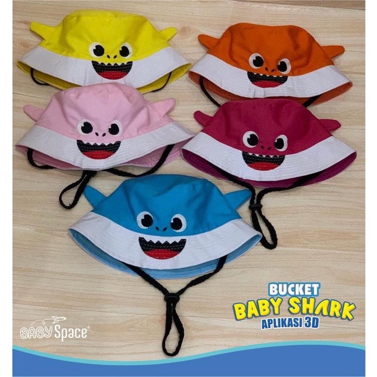 Bucket Baby Shark unisex 3D topi anak