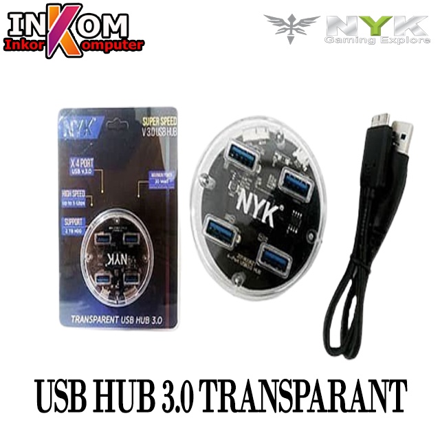 USB HUB NYK 3.0 TRANSPARANT 4 PORT SUPER SPEED