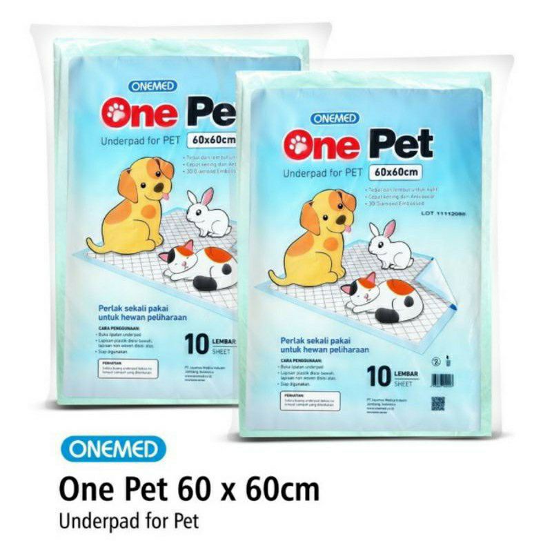 Underpad Onemed One Pet / Alas Pipis Popok Untuk Hewan 60x60cm / Perlak Sekali Pakai Kucing Anjing Kelinci Hewan Peliharaan