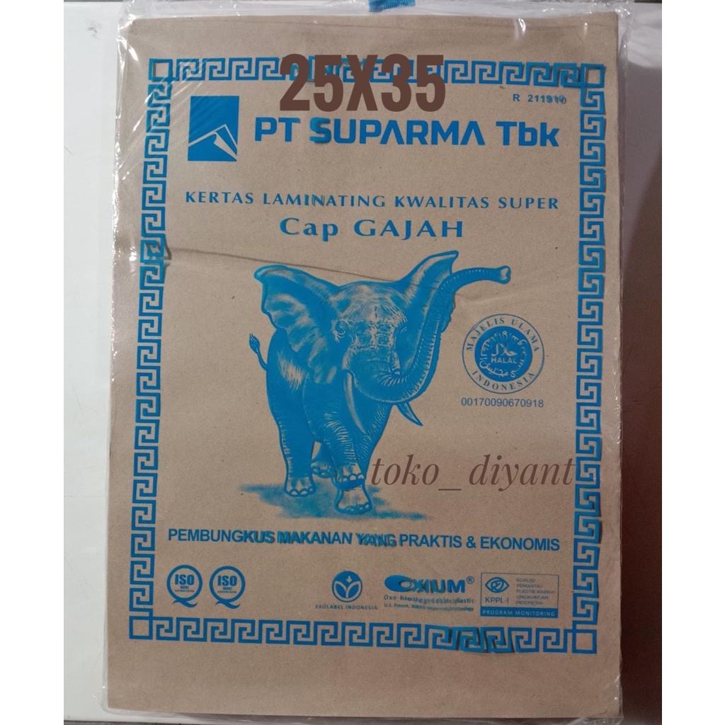 Kertas nasi cap Gajah Biru 25x35/ Kertas Nasi Cokelat kecil/ Kertas Minyak Isi 250 lembar