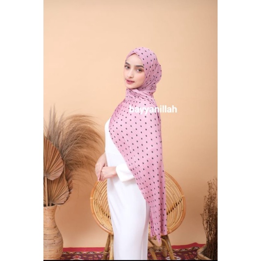 Kerudung motif/Kerudung plisket motif polka dot/Hijab instan/Fashion muslim hijab dan kerudung