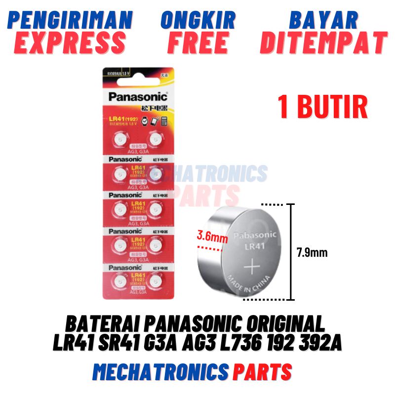 1 Buah Baterai Panasonic Original LR41 SR41 G3A AG3 L736 192 392A