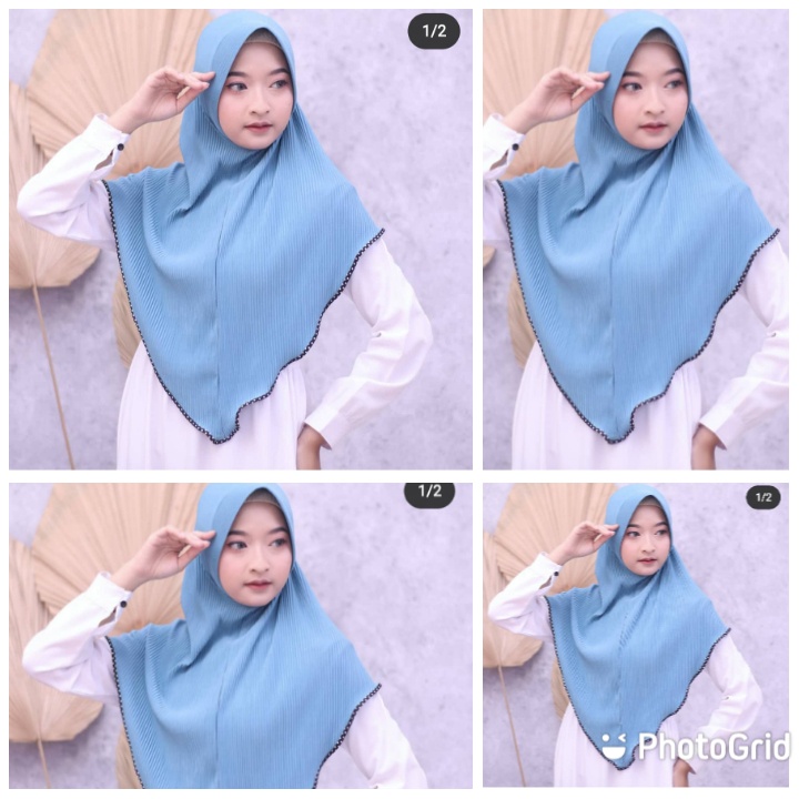 HIJAB PLISKET LIST POLKADOT HIJAB INSTAN