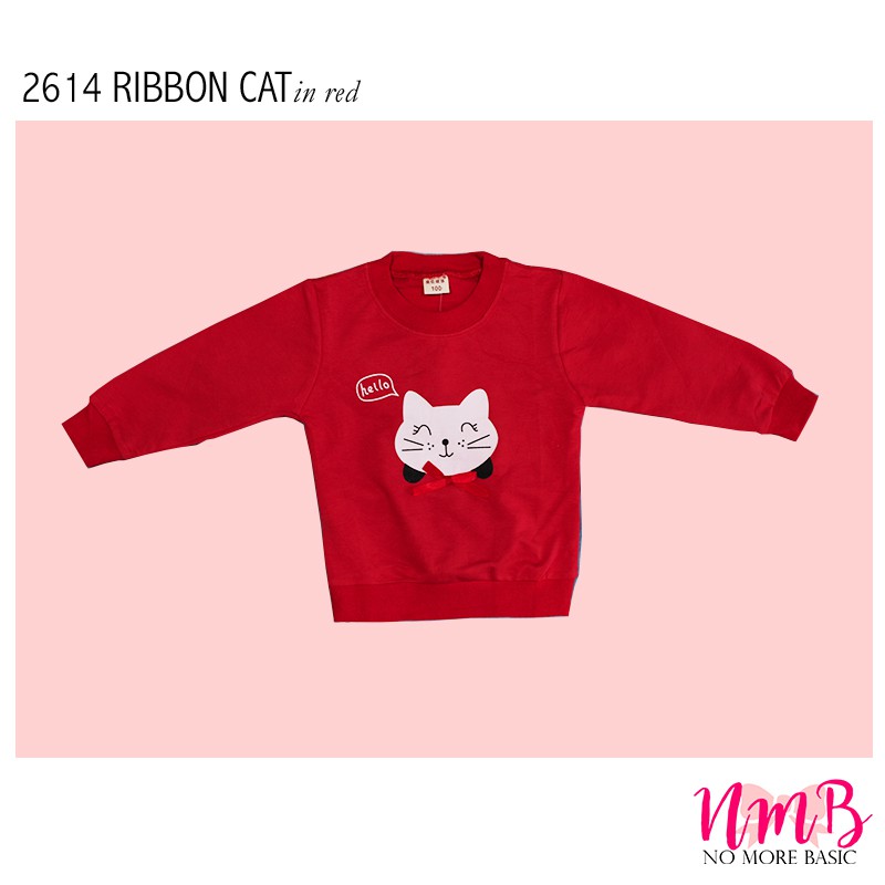 Kids Sweater 2614 Ribbon Cat -  Baju Lengan Panjang Anak