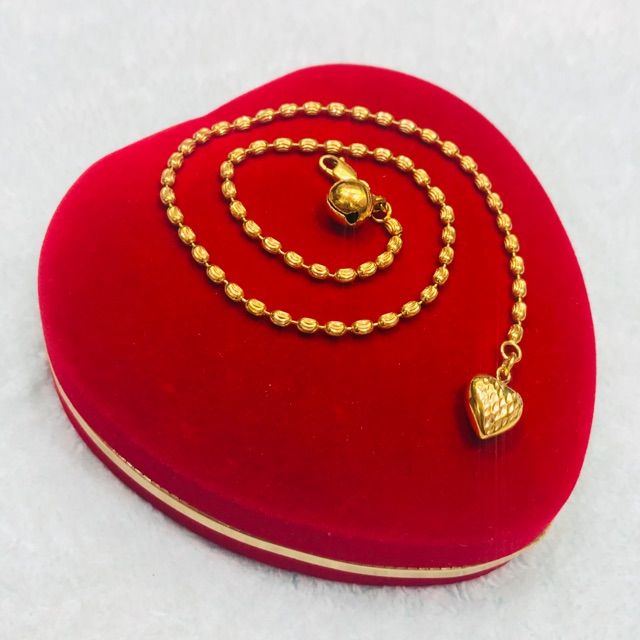 Gelang kaki rantai biji padi perak 92.5/perhisan perak lapis emas putih asli/GK018
