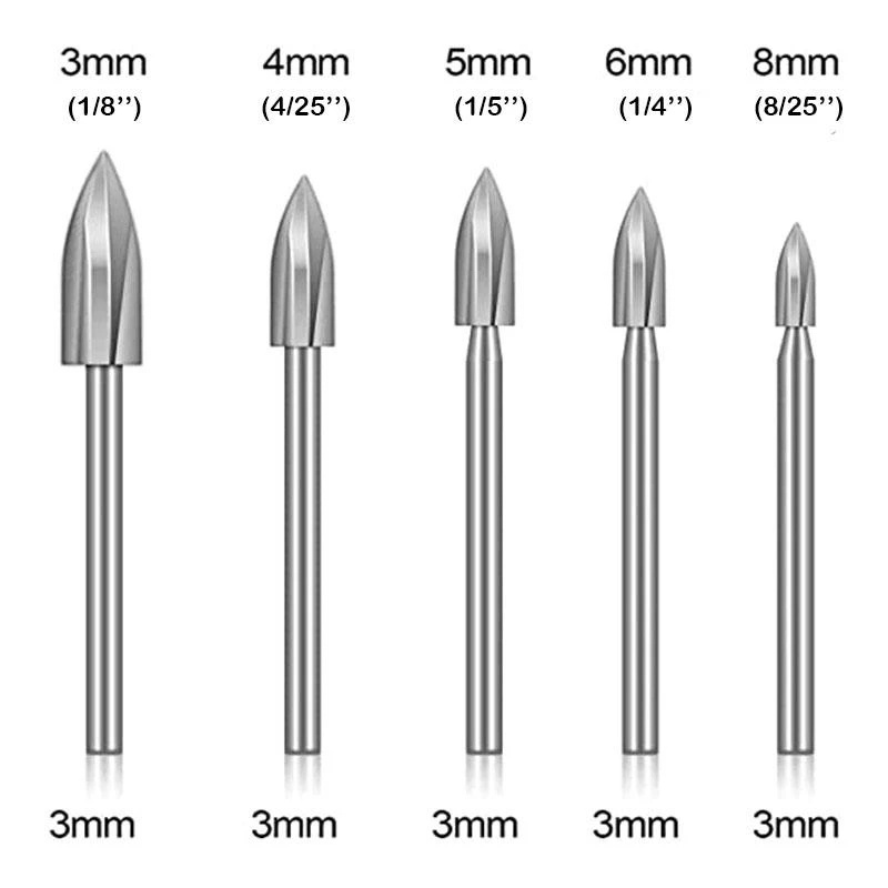 5pcs / Set Mata Bor 3-8mm Bahan Baja Warna Putih Untuk Ukir Kayu