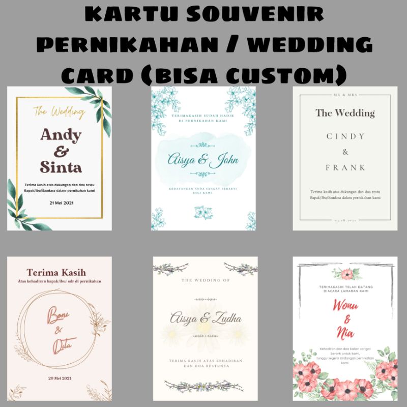 Jual Kartu Souvenir Kartu Souvenir Pernikahan Wedding Card Kartu Ucapan Terima Kasih Shopee 9003