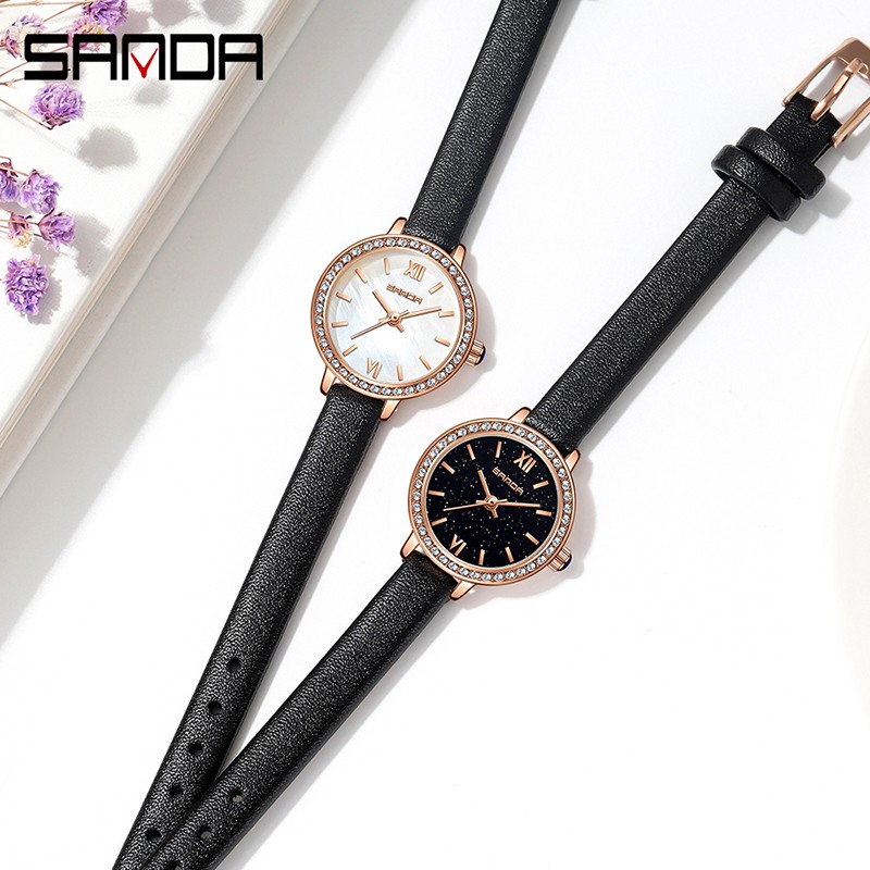 SANDA 1095 Jam Tangan Wanita Analog Tali Kulit WATCHKITE WKOS