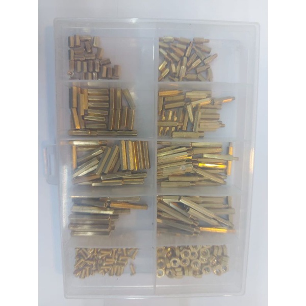 Spacer gold M2 dudukan kaki pcb kuningan 1box isi 320pcs kaki PCB