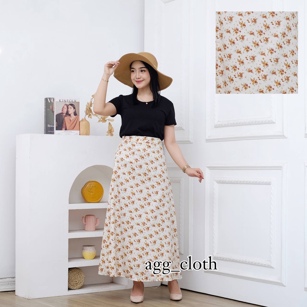 Floral Skirt / A-line skirt/ Korean style/ Rok midi Rok bunga / KOREAN STYLE