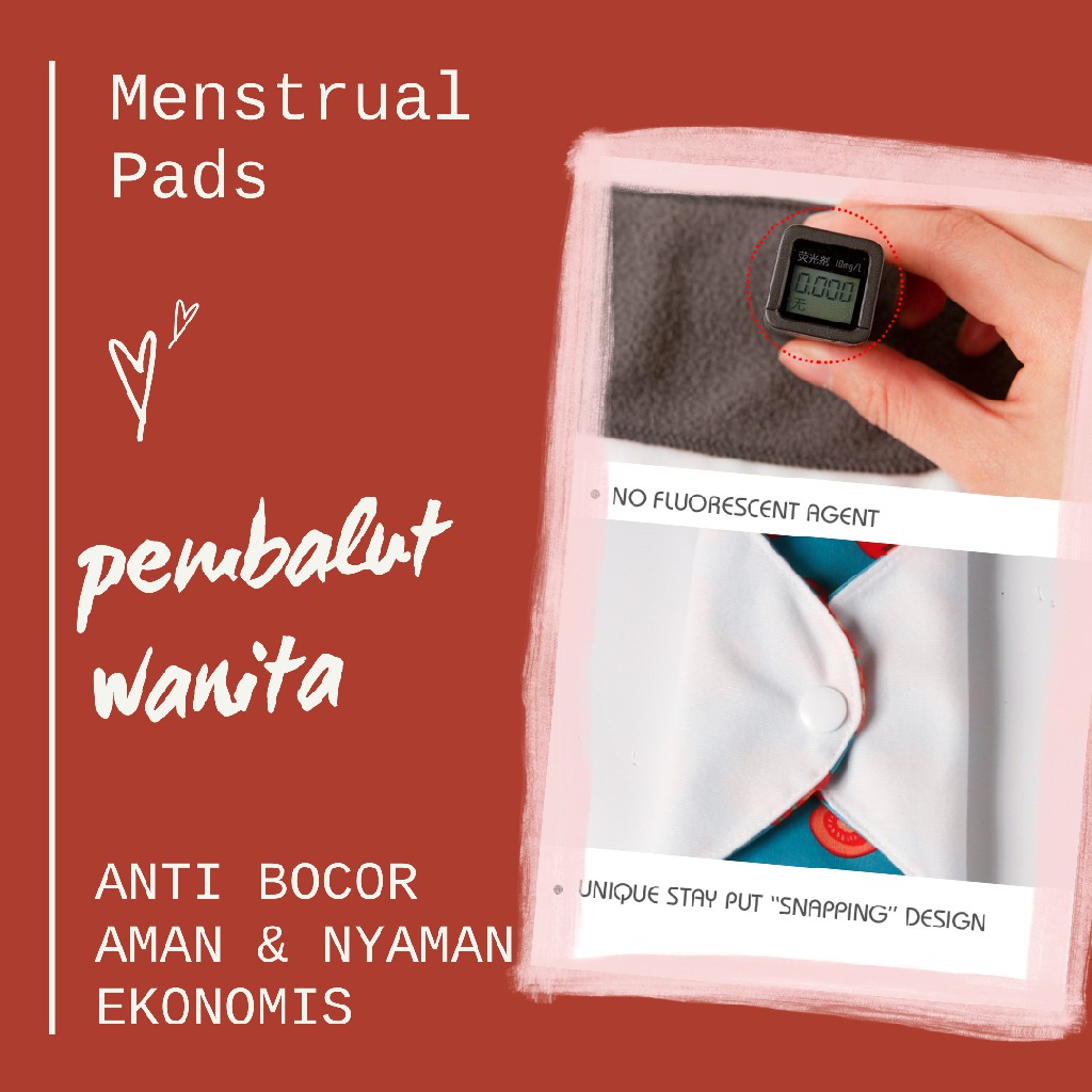 [HI] 4 PCS PEMBALUT KAIN CLOTH MENSTRUAL PADS MENSPAD WATERPROOF BAHAN BAMBOO CHARCOAL ANTI BAKTERI