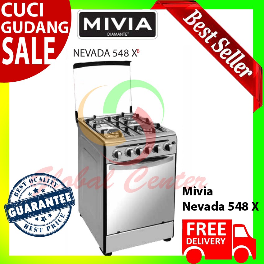 KOMPOR GAS FREESTANDING DIAMANTE MIVIA NEVADA 548 X STAINLESS