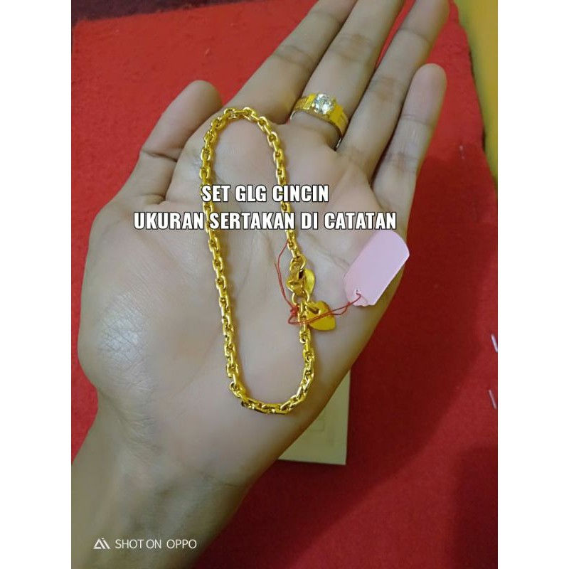 set gelang nori plus cincin permata