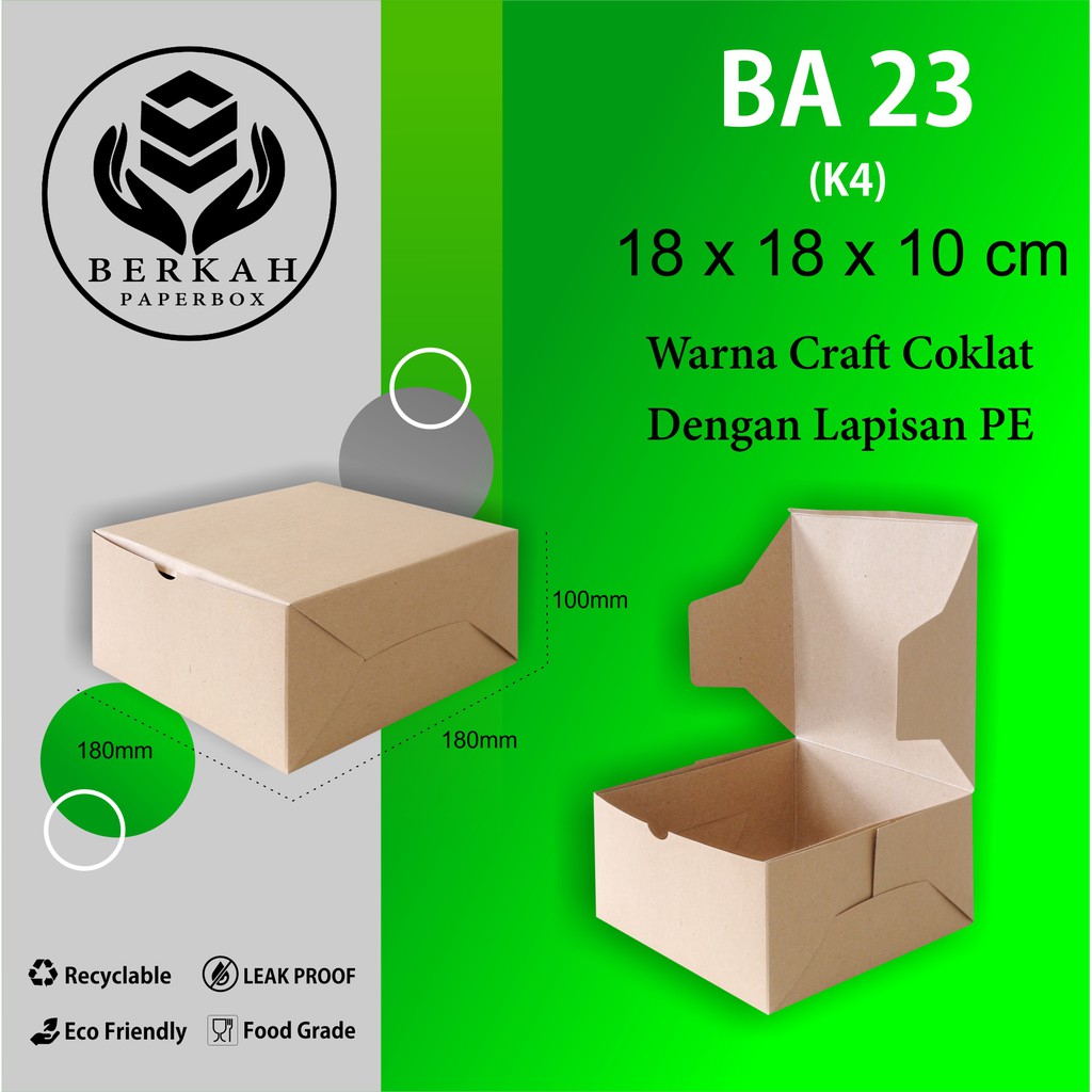 Box Cake Dus 18x18x10 Dus Roti (B23K4-18X18X10 Cm)