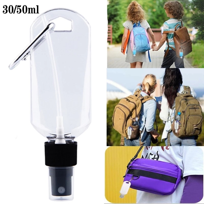 30/50ml TravelSpary Empty Spray Bottles with Buckle  Hook /Heart Shape Refillable Spray Bottle for Outdoor Camping Hiking