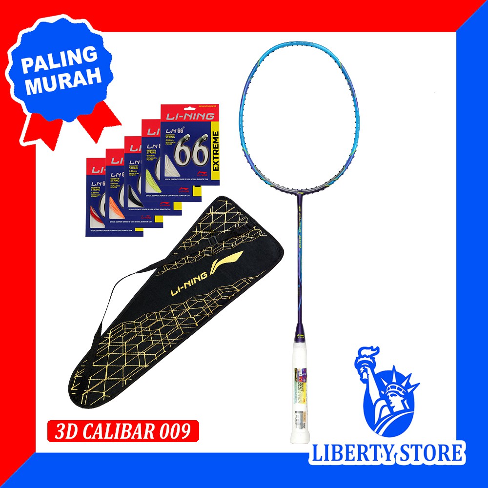 Raket Badminton ORIGINAL LINING 3D CALIBAR 009 + TAS + SENAR